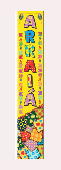 Faixa Vertical Arraiá Amarela Festa Junina  - 137x24cm