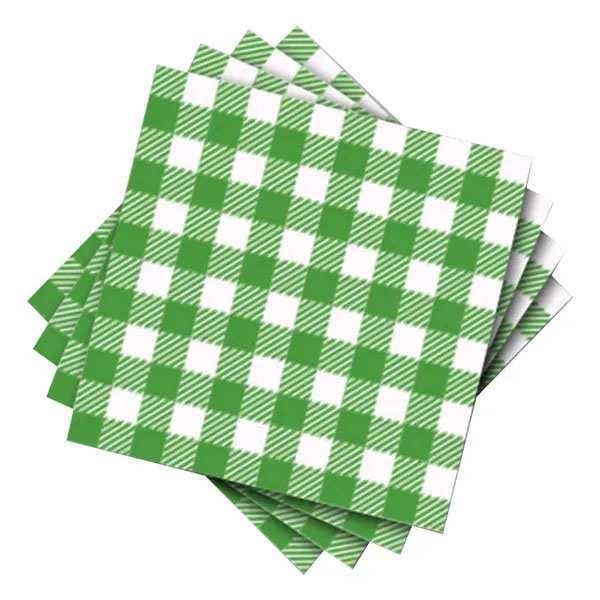 Guardanapo de Papel Xadrez Folha Dupla Verde - 33cm x 33cm - 20 Unidades