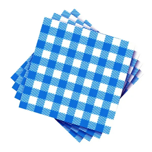 Guardanapo de Papel Xadrez Folha Dupla Azul - 33cm x 33cm - 20 Unidades