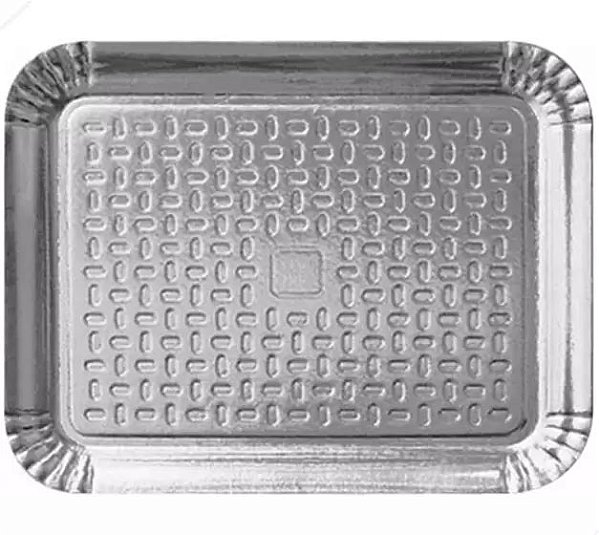 Bandeja Laminada Retangular Prata - 19x34cm