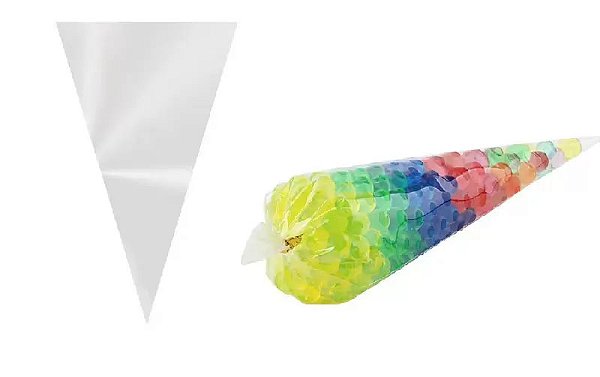 Cone Para Confeitos Poli 14cm x 23cm Saco Lembrancinha - 50 Unidades
