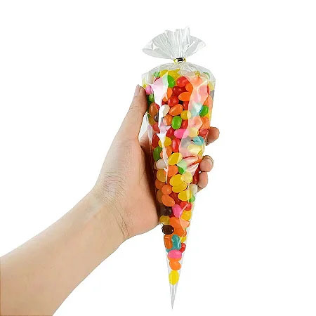 Cone Para Confeitos Poli 14x23cm - Saco Lembrancinha - 50 Unidades