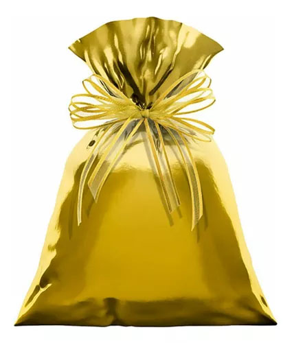 Sacos De Presente Metalizado Dourado 20x29 - 50 Unidades