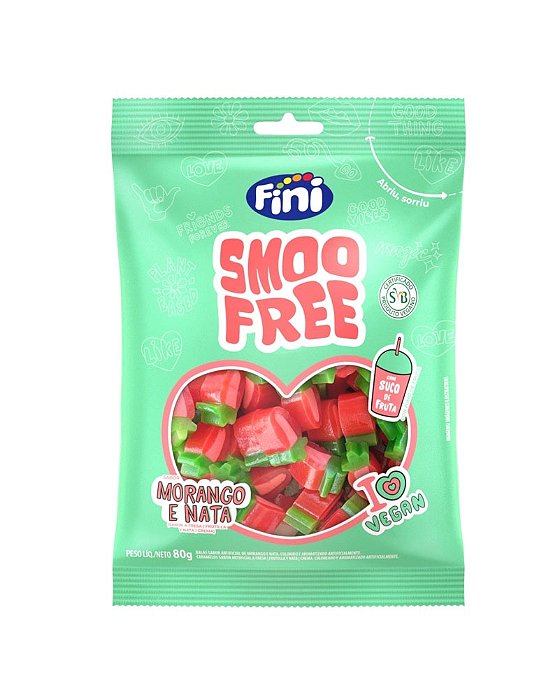 Bala Vegana smoofree Morango e Nata 80G fini