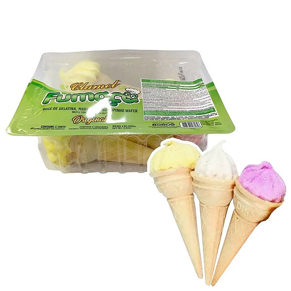 Doce de Gelatina Maria Mole no Copinho Waffle 100g - Caixa c/ 5 Unidades - Fumaça Clamel