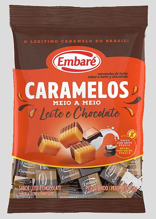 Bala de Caramelo Leite e Chocolate 660g - Aprox. 100 Unidades - Embaré