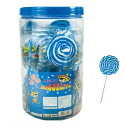 Pirulito Psicodélico Azul Miguelito - Pote / 30 Unidades - 900g