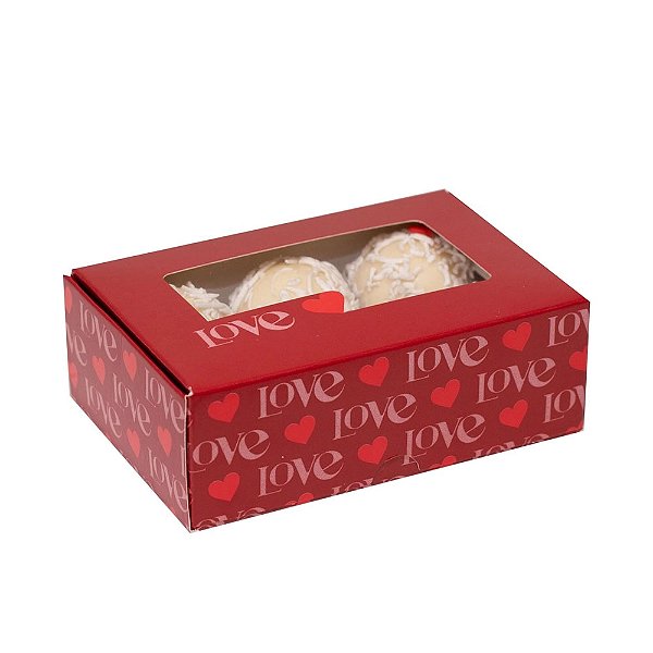 Caixa Practice p/ 6 Doces - Love 4x12x8cm - Com Visor - 1 Unidade