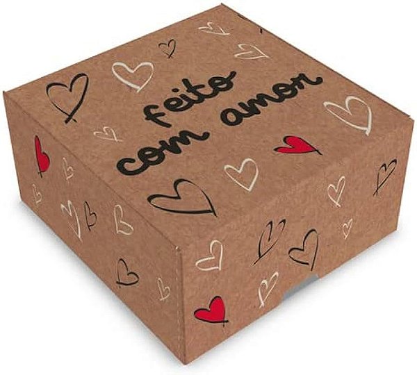 Caixa Practice p/ 4 Doces - Feito com Amor 4x8x8cm - 1 Unidade