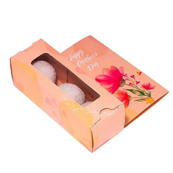 Caixa Cartão happy Mothers Day 3 Doces Com Visor - 12x4x4cm - 1 Unidade