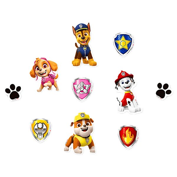 Mini Personagens Decorativos Patrulha Canina 8cm x 6cm - 12 Unidades