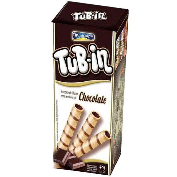 Biscoito Wafer Tub-in Recheio Chocolate 48g - 8 Unidades