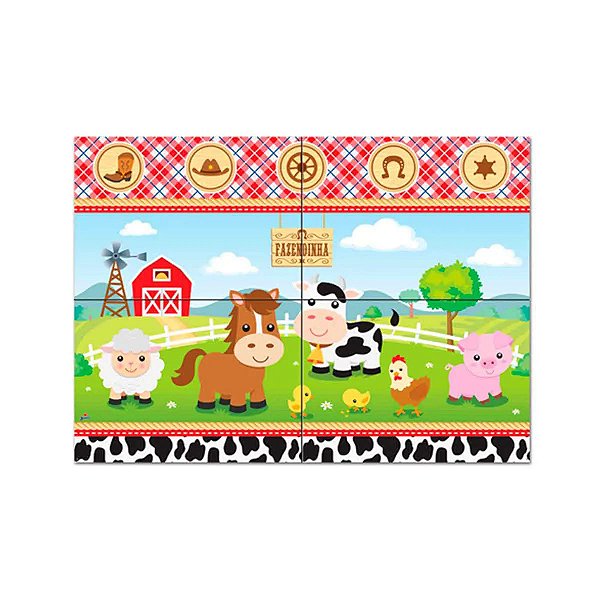 Painel Papel Gigante 4 Folhas Festa Fazendinha 125x89cm - 1 Unidade