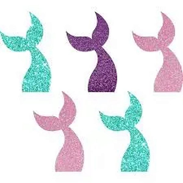 Aplique Glitter Sereia Cauda 5x4cm - 5 Unidades - Piffer