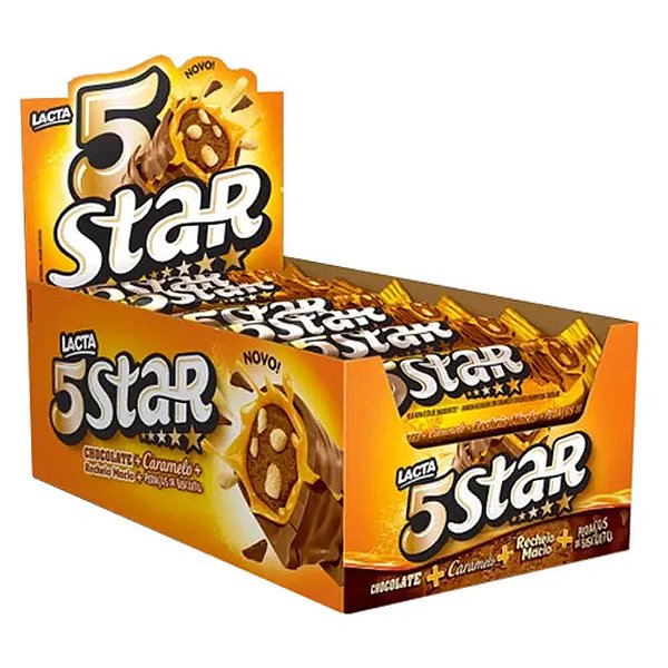 Chocolate 5Star - Caixa c/18 Unidades de 40g - 720g - Lacta