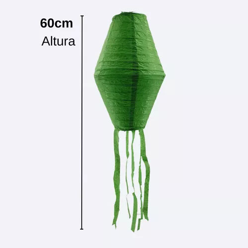 Balão Lanterna Losango de Papel Verde Festa Junina 30cm - 1 Unidade
