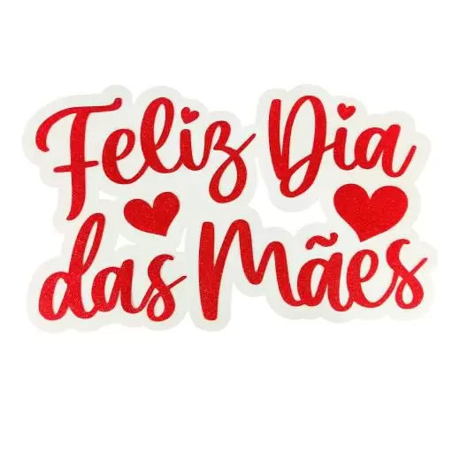 Enfeite Painel Feliz Dia das Mães Glitter Vermelho 54cm x 33cm