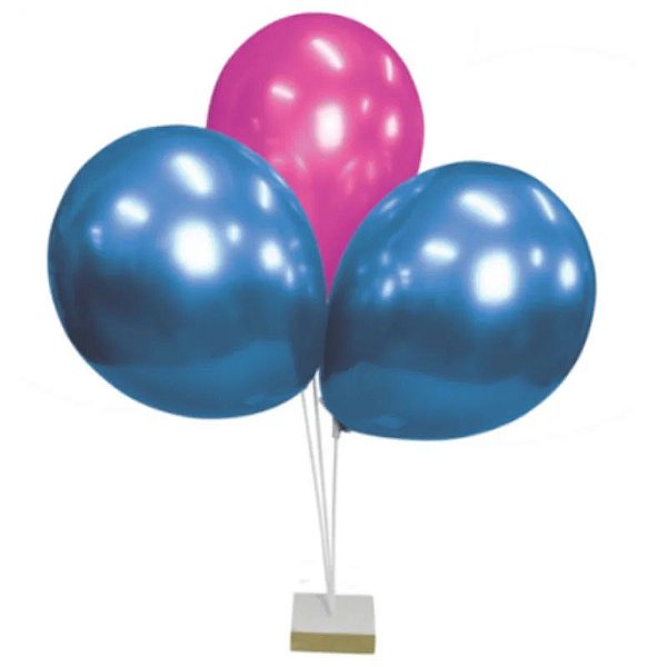Suporte Balão Bexiga Decoração Mesa 26cm 3 Hastes - 1 Unidade