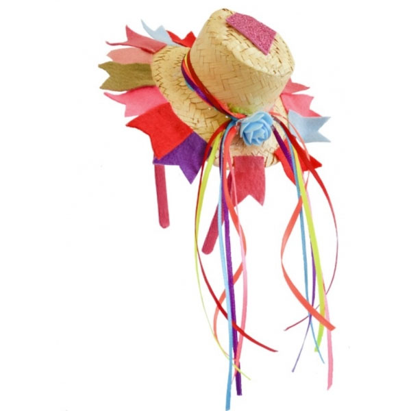 Tiara Junina Chapéu Boneca Com Bandeirinhas - Festa Junina