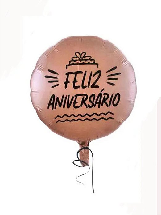 Balão Redondo Feliz Aniversário Rose - 18 Polegadas (45cm) - Flutua com Gás Hélio