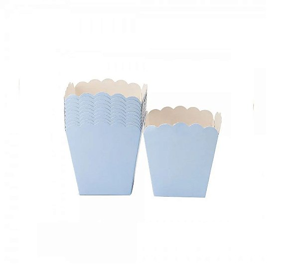 Cachepot De Papel Liso Pequeno Azul Claro 7x7x7cm - 10 Unidades