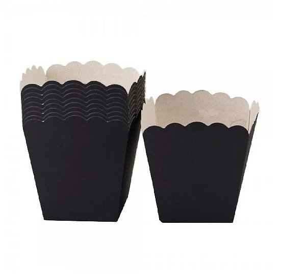 Cachepot De Papel Liso Pequeno Preto 7x7x7cm - 10 Unidades