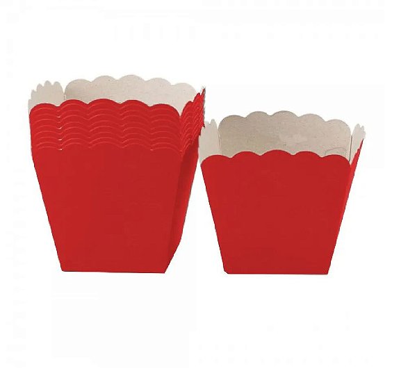 Cachepot De Papel Liso Pequeno Vermelho 7x7x7cm - 10 Unidades