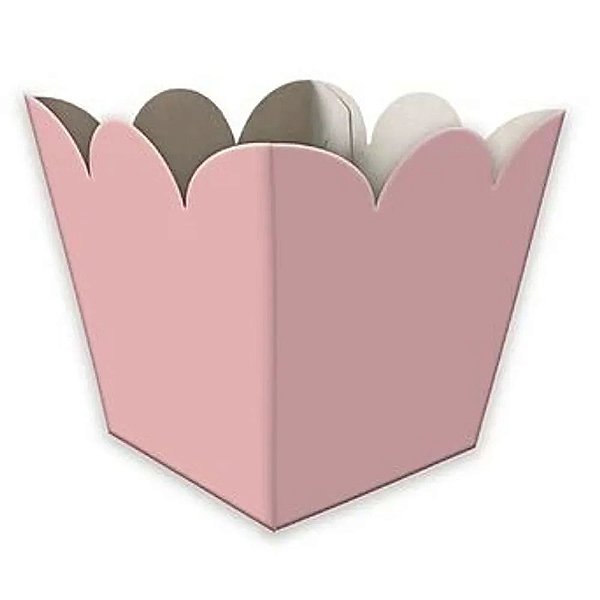 Cachepot De Papel Liso Pequeno Rosa 7x7x7cm - 10 Unidades