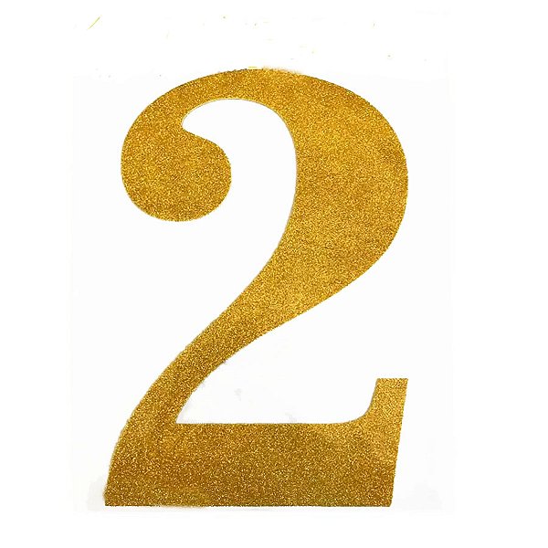 Painel Eva Dourado com Glitter - 25cm x 37cm - Número - 2
