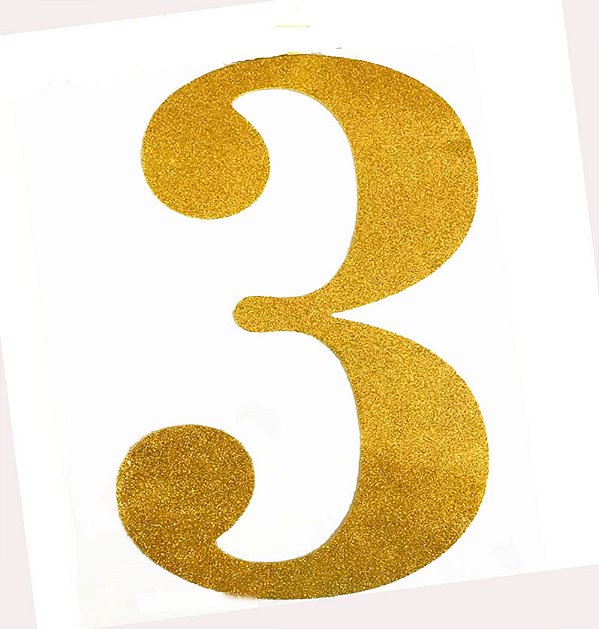 Painel Eva Dourado com Glitter - 25cm x 37cm - Número - 3