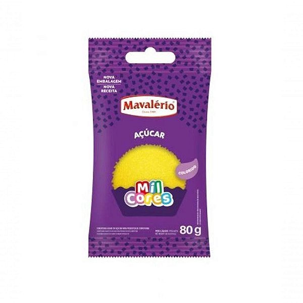 Açúcar Colorido Amarelo Mil Cores - 80g Mavalério