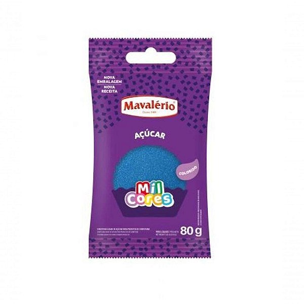 Açúcar Colorido Azul Mil Cores - 80g Mavalério