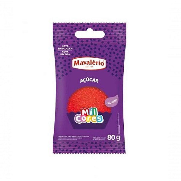 Açúcar Colorido Vermelho Mil Cores - 80g Mavalério