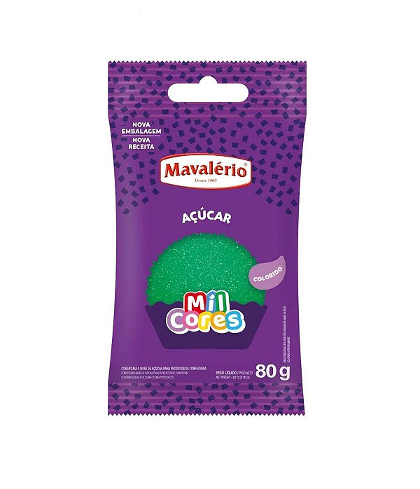 Açúcar Colorido Verde Mil Cores - 80g Mavalério