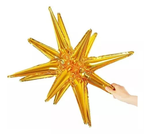 Balão Metalizado 12 Pontas Estrelas Explosão - 51 x 51cm