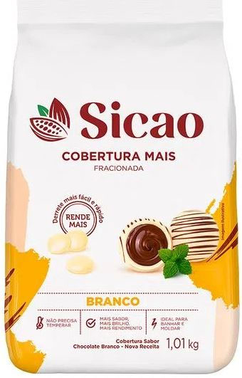 Cobertura Mais Branco - Gotas -1,01 kg - Sicao