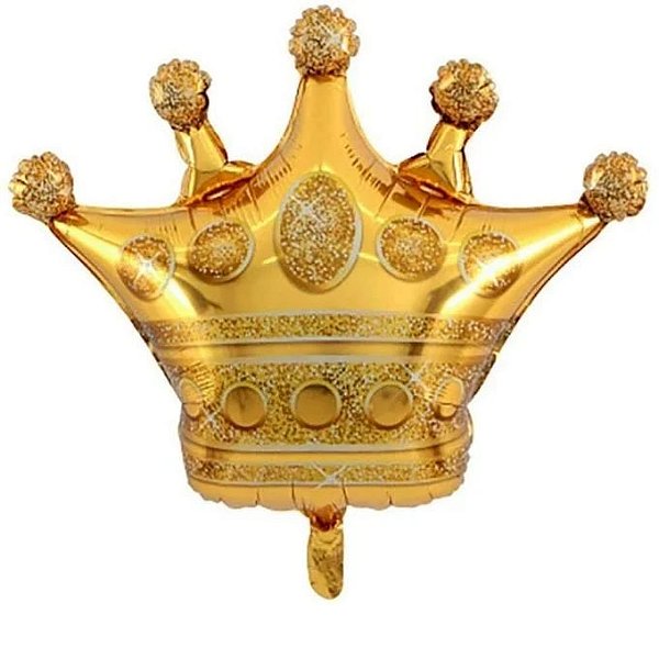 Balão Metalizado Coroa Grande - 73cm x 69cm - Flutua com Gás Hélio