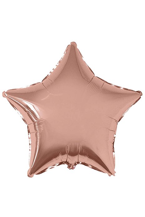 Balão Metalizado Estrela Ouro Rose - 24 Polegadas - 61cm - Flutua com Gás Hélio