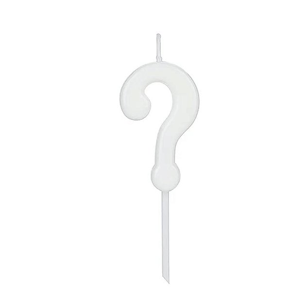 Vela Pick Interrogação Branca 8cm