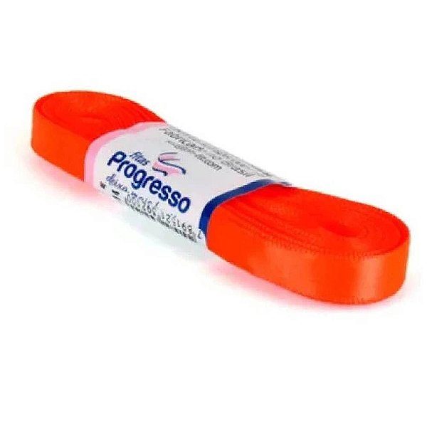 Fita Cetim Simples 15mm x 10metros - Laranja Cítrico