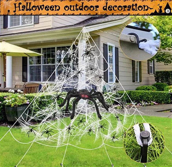 Kit Teia de Aranha Grande para Jardim