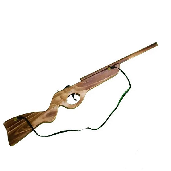 Espingarda de Madeira 63cm com Alça + 3 Elásticos – Brinquedo Festa Junina