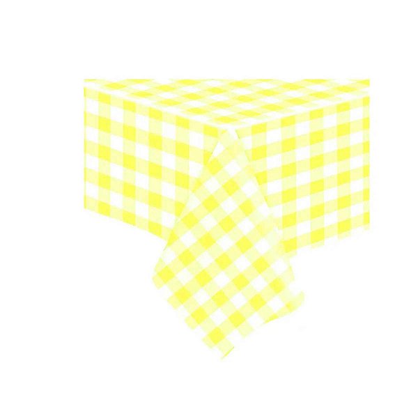 Toalha De Mesa Metalizada Xadrez Retangular Amarelo - 137 x 183 cm