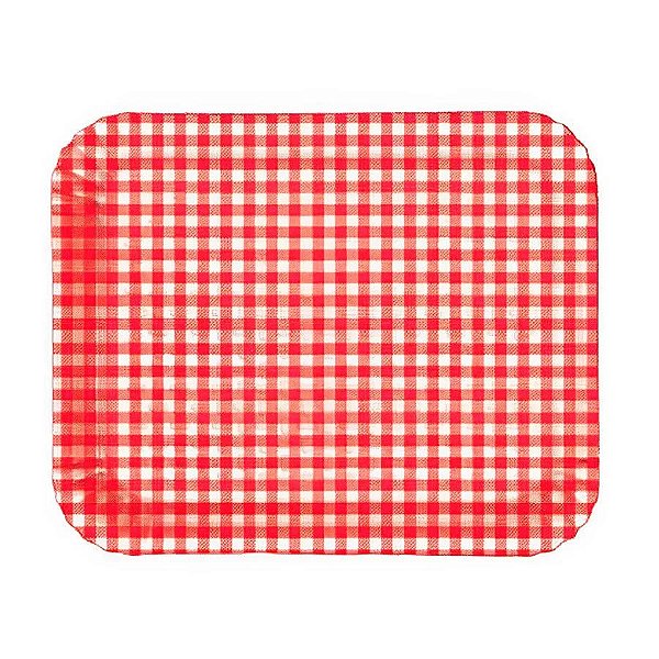 Bandeja Xadrez Laminada Vermelha - 33,5 cm x 27,5 cm