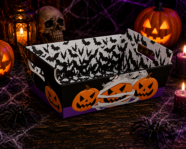 Cesta de Cartão Noite do Terror Grande Halloween 32x24cm