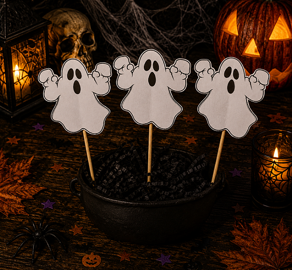 Palito Halloween Fantasma - 12 Unidades