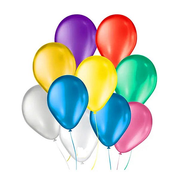 Balão Bexiga Cintilante Sortido - Tamanho 7 Polegadas (18cm) - 50 Unidades