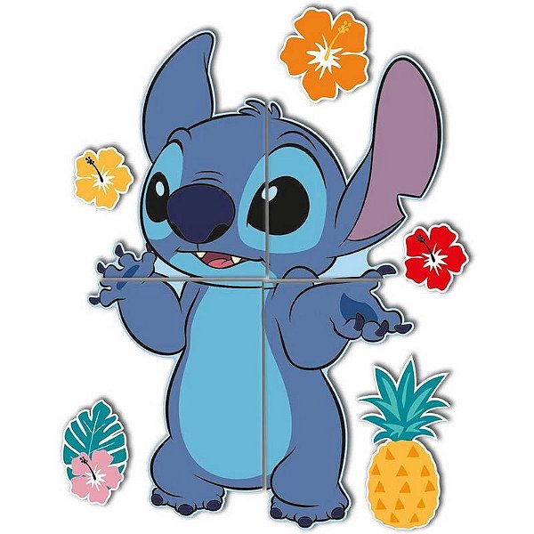 Painel Decorativo Stitch 4 Lâminas Festa - 1,26cm x 90cm
