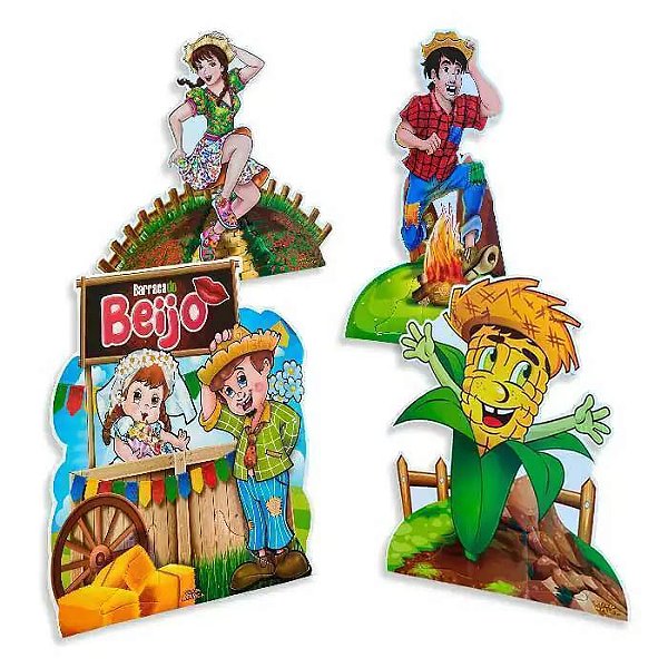 Enfeite de Mesa Festa Junina Caipira - 4 Unidades