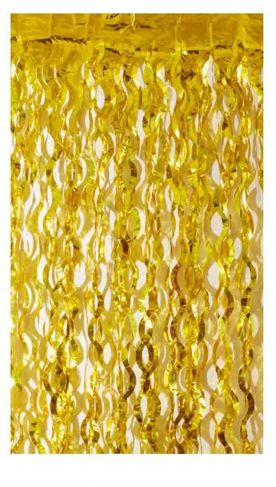 Cortina Decorativa Metalizada Espiral Dourado - 2x1 Metros